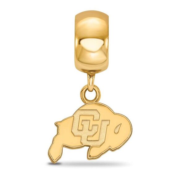 14k Gold Plated Silver Univ. of Colorado XS Buffalo Dangle Bead Charm - Picture 2 of 4
